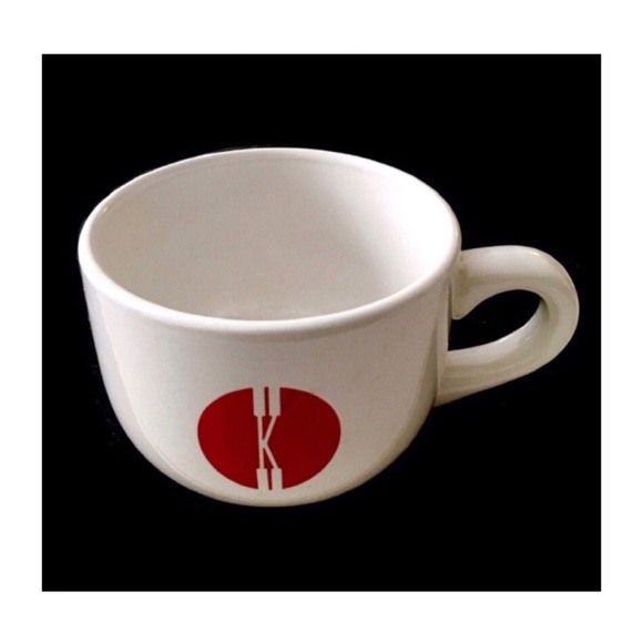M Ware Initial "K" Ceramic Coffee Mug- White & Red